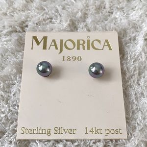 Majorica black pear earrings